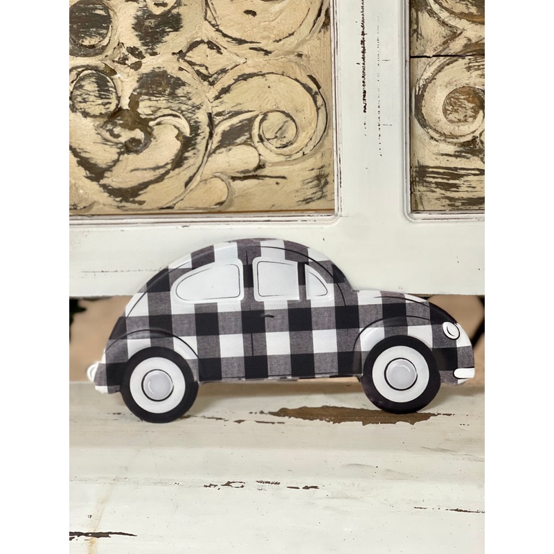 Embossed Black And White Checked Vintage Bug