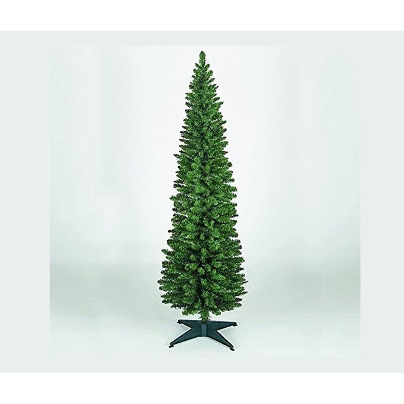 Snowtime Wrapped Pencil Pine Christmas Tree - Green - 4ft - 120cm