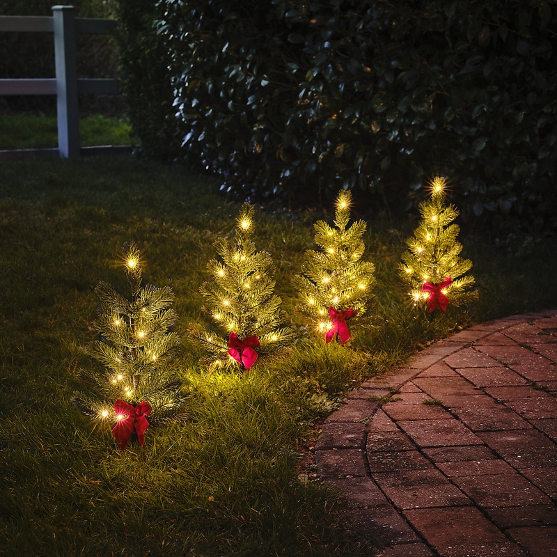 Warm white LED Christmas tree Path light (H) 480mm, Set of 4