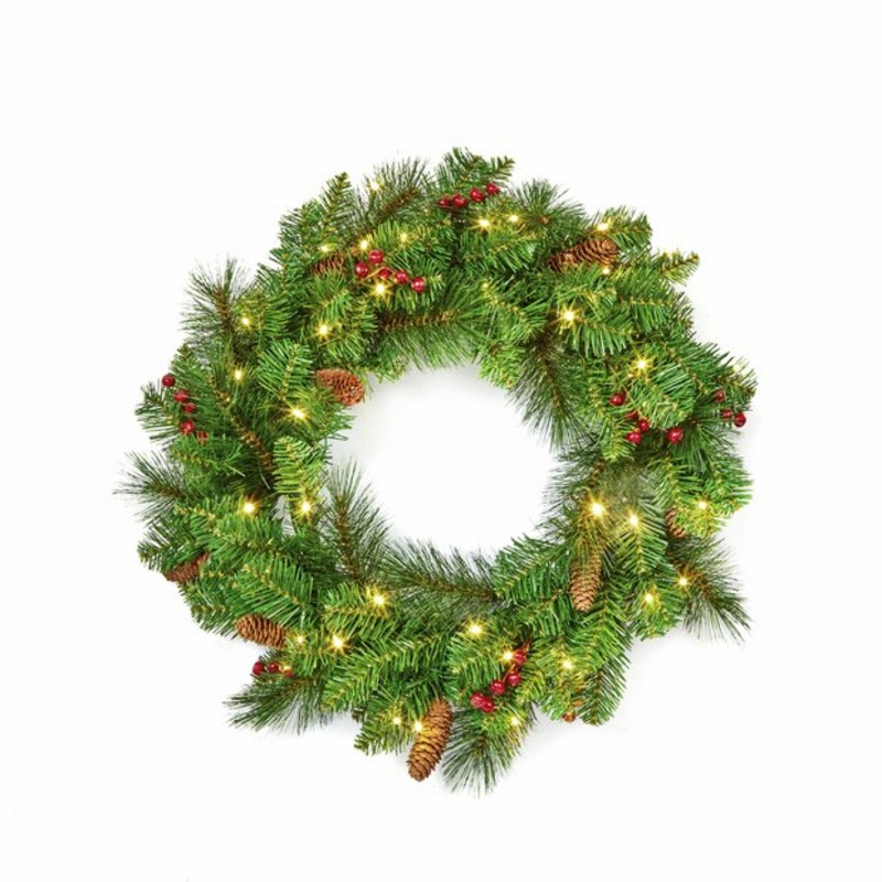 Premier Prelit 50 Warm White LEDs Everyday Christmas Wreath 