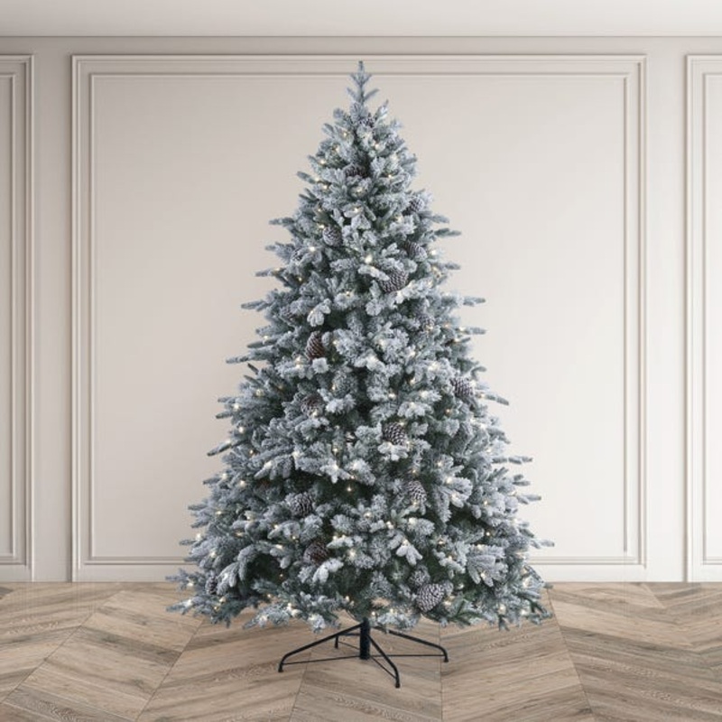 6.5ft Pre-Lit Frosted Winterfold Slim Fir Christmas Tree
