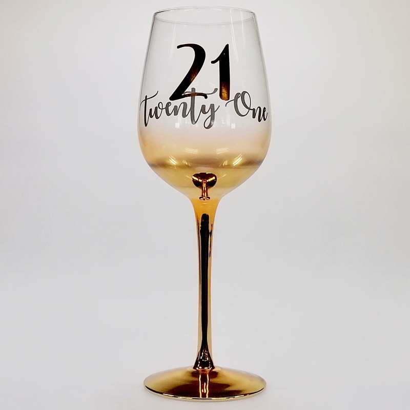 21st Birthday Gold Ombre Wine Glass