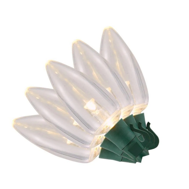 Home Accents Holiday 100 Warm White Ultra Bright Steady Lit Heavy Duty Transparent C9 LED Light Spool