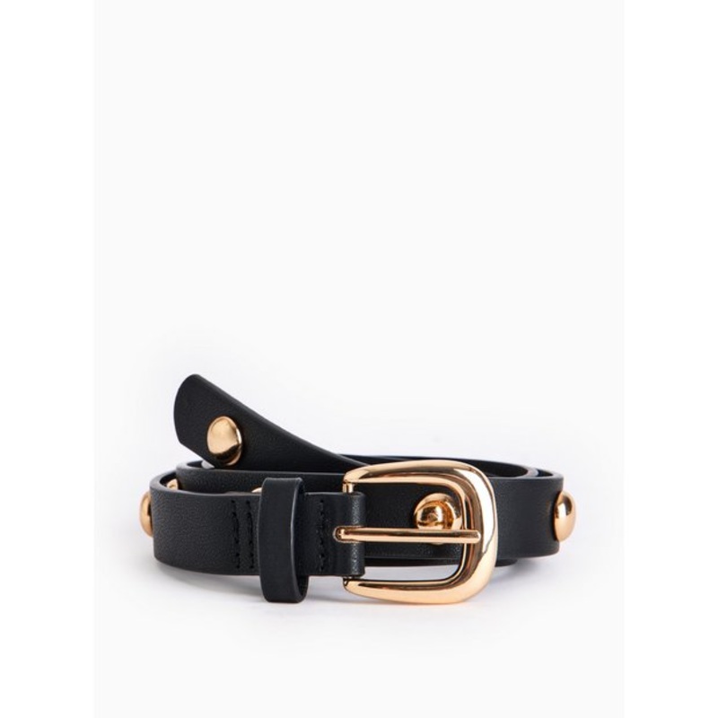 Black & Gold Dome Studded Belt S