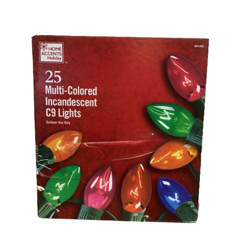 Home Accents Holiday 25 Multi-Colored Incandescent C9 Lights Open Box