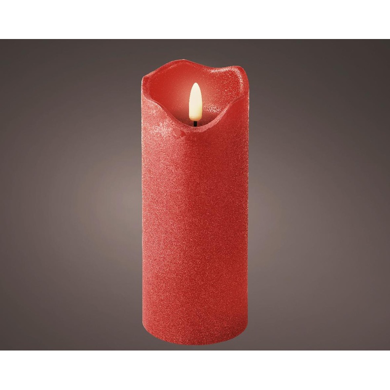 LED Battery Operated Red Wave Candle  6.7"