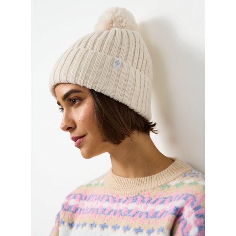 Heat Holders Cream Knitted Pom Pom Hat One Size
