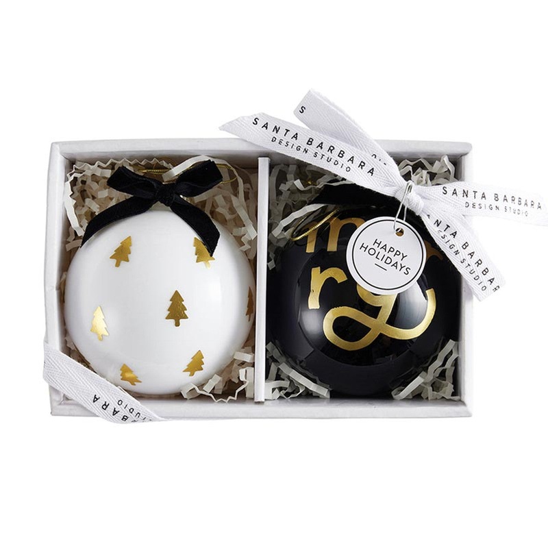 "Merry" Glass Ornament Gift Set of 2