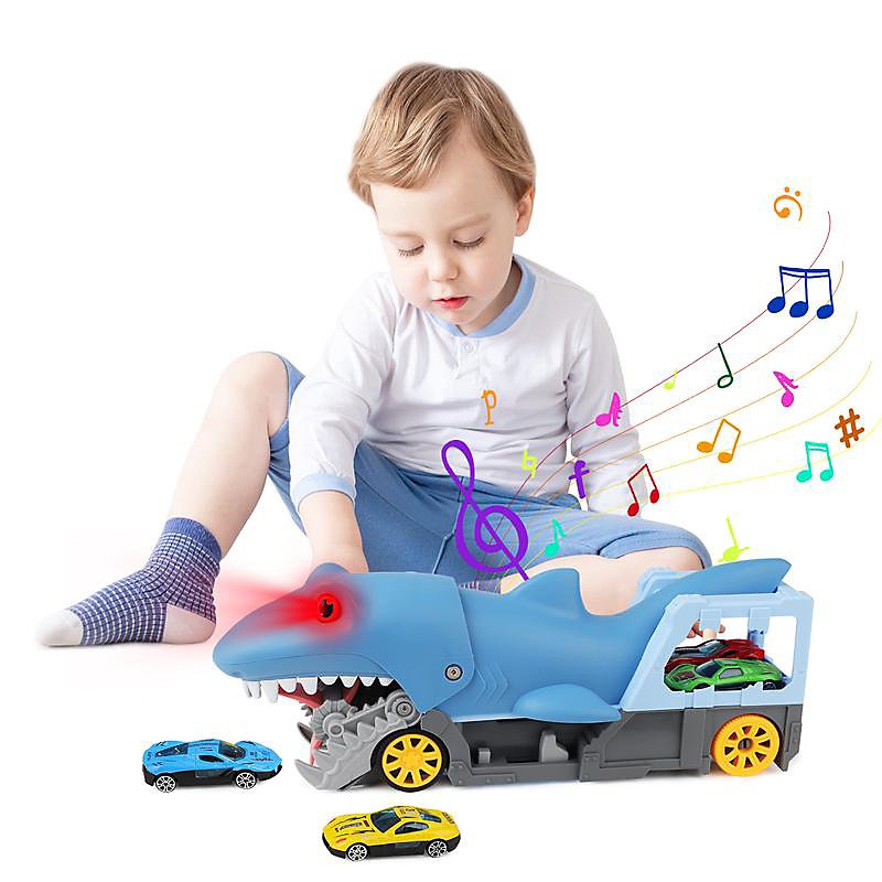 Shark Devour Transport Car Playset for kids Hot Wheels Shark Chomp vehicle Toy with 4 Scale Car Transport and Storage Vehicles