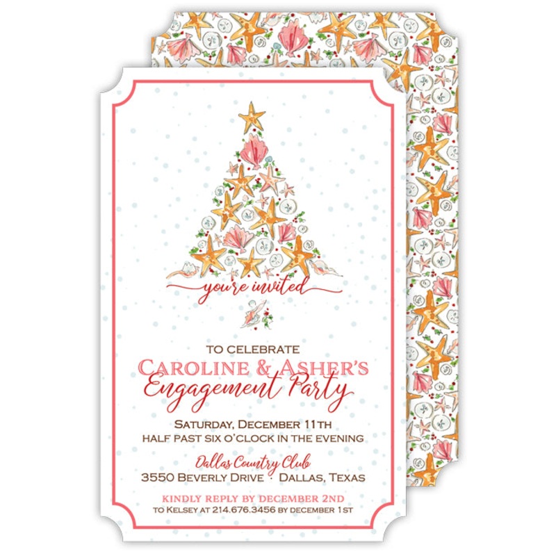 You're Invited Starfish Tree Large Die-Cut Invitation