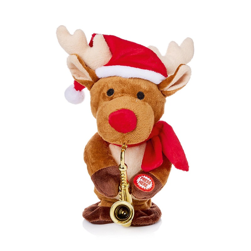 Premier - Battery Operated Dancing Musical Reindeer with Sax, 20cm