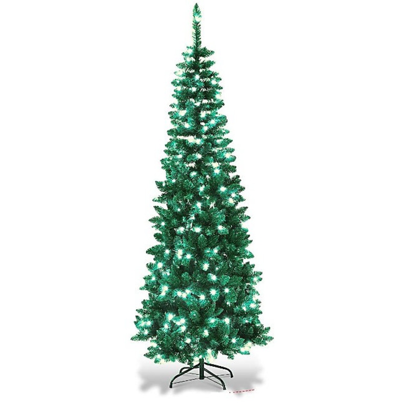 Shatchi Pre-Lit Pencil Christmas Tree 5ft with 130 Ice White LEDs