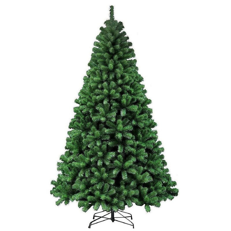 Wadan 8ft Green Artificial Christmas Tree, 1500 Tips Xmas Pine Tree with Solid Metal Legs Perfect for Holiday Decoration
