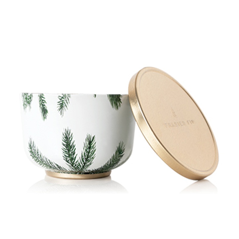 Thymes Frasier Fir Poured Candle Tin, with Gold Lid, 6.5oz