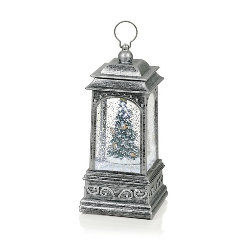 Premier Christmas Robins On Tree Glitter Water Spinner Lantern Decoration