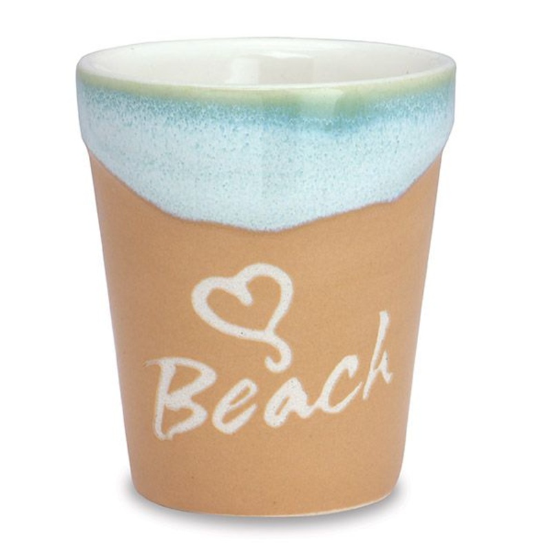 "Beach" Heart Wave Stoneware Shot Glass