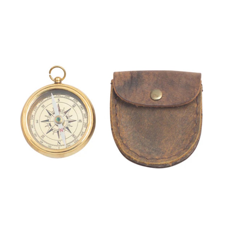 "There's Such A Lot Of World To See" Compass with Leather Pouch