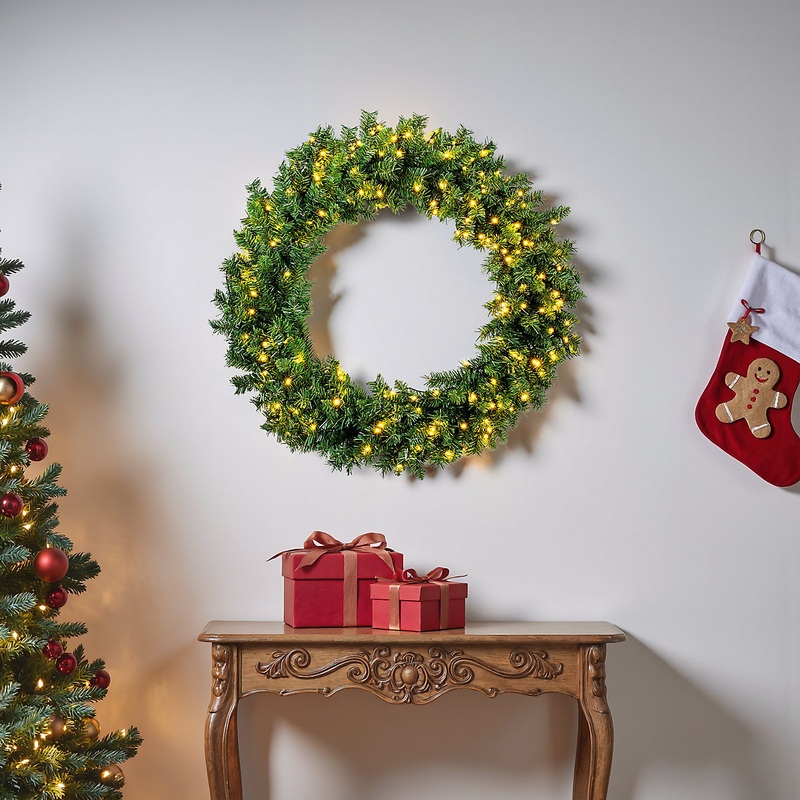 100cm Oregon Illuminated Christmas wreath - Green