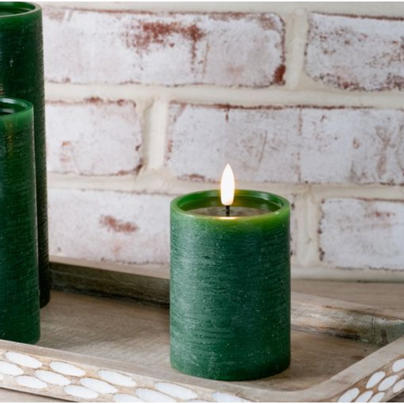 4" GREEN LED PILLAR CANDLE