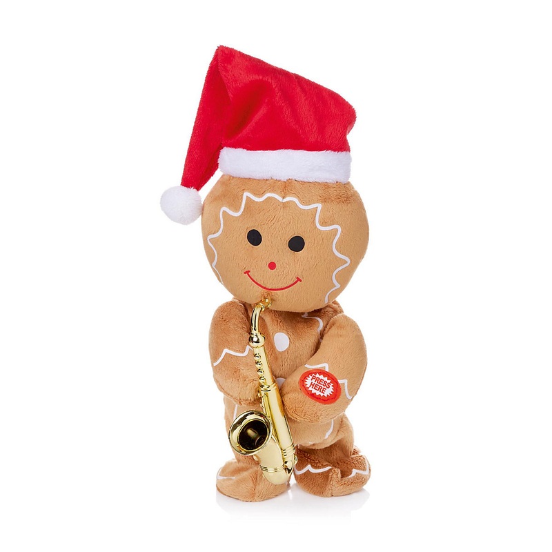 Premier - Battery Operated Dancing Musical Gingerbread with Sax, 20cm