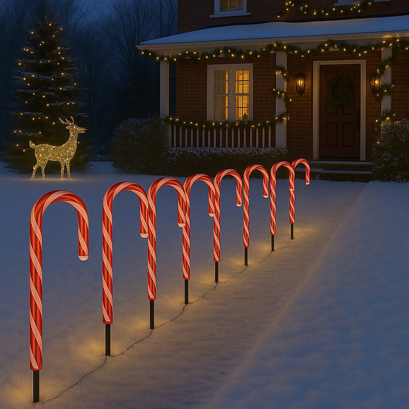Valiant Christmas Candy Canes Pathway Lights 8 Pack
