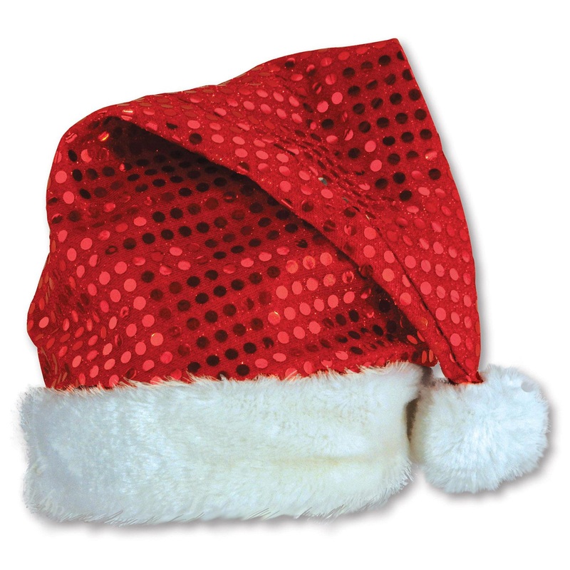 12 Pack Bulk Christmas Sequin-Sheen Santa Hat