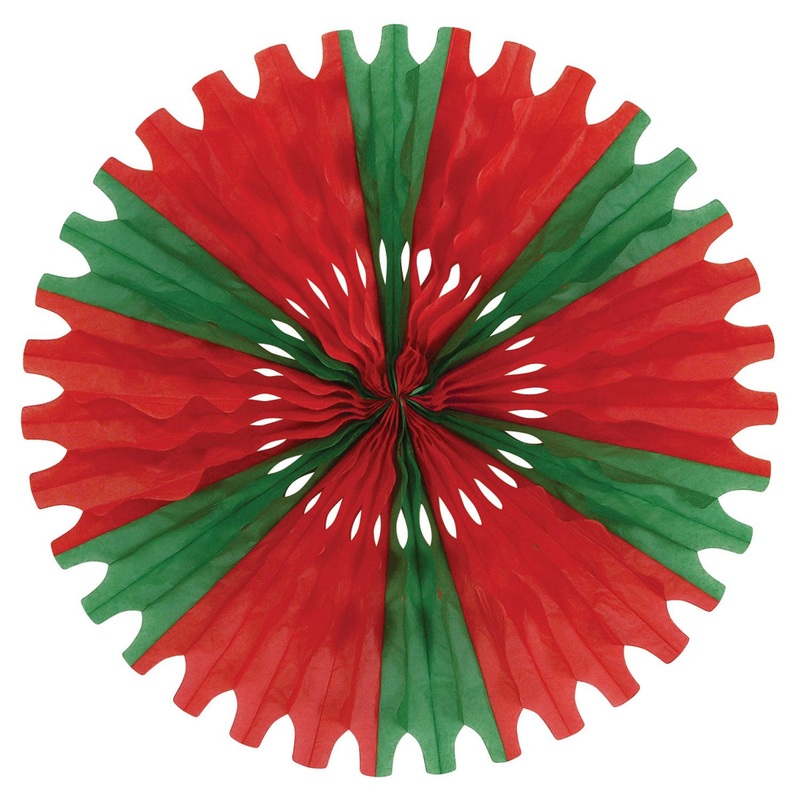 12 Pack Bulk Christmas Tissue Fan - red/green