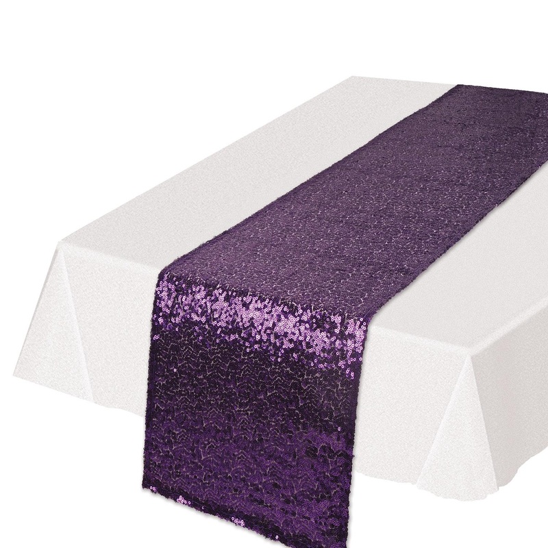 Bulk 12 Pack Bulk Purple Sequined Party Table Runner