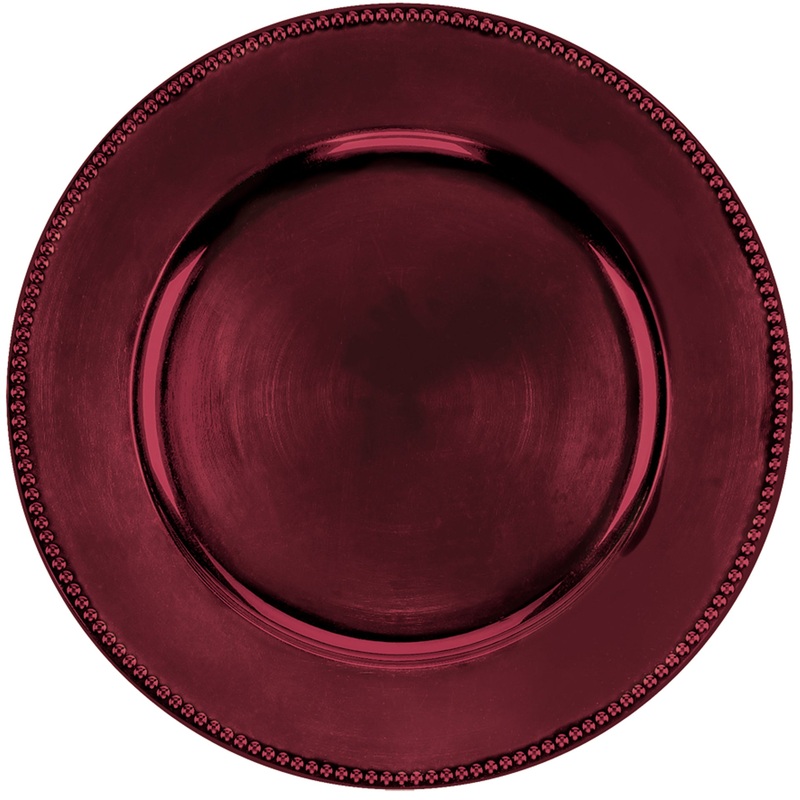 Burgundy Metallic Round Plastic Charger