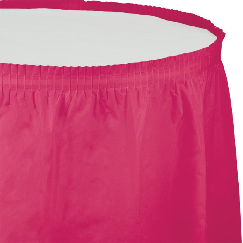 Hot Magenta Plastic Tableskirt 14 ft x 29"