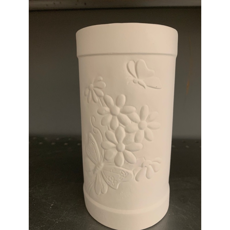 Cylinder Vase with Butterflies and Flowers