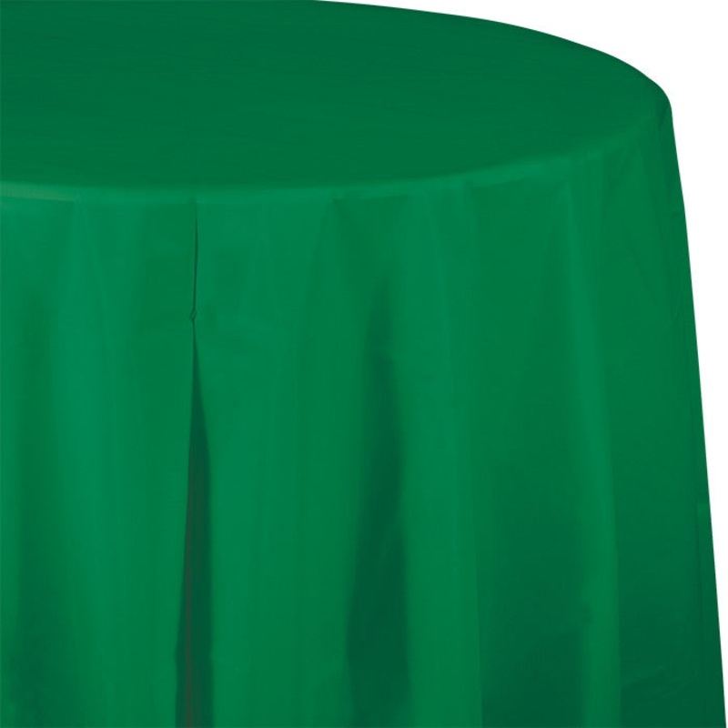 12 pc Bulk Emerald Green Round Plastic 82 inch Table Covers