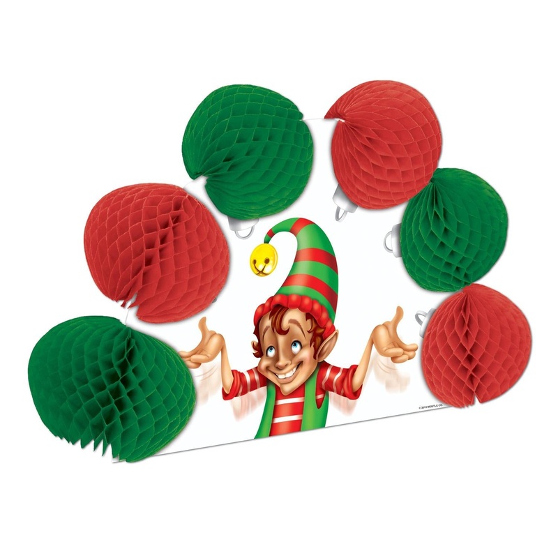 12 Pack Bulk Christmas Elf 2-Sided Centerpiece
