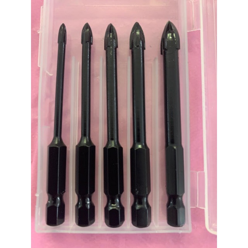 5pcs Carbide 1/4 Inch Hex Shank Triangle Masonry Drill Bit Set