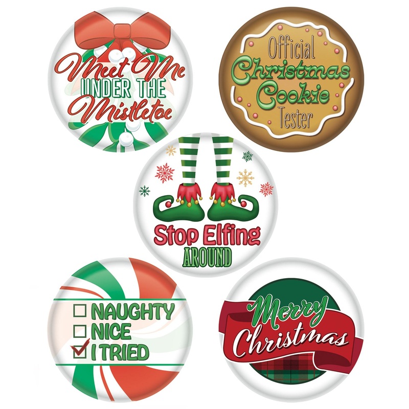 60 Pack Bulk Christmas Party Buttons