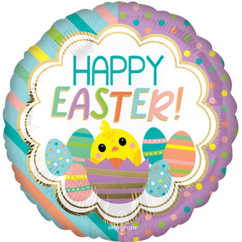 17" Happy Easter Stripes and Dots Balloon