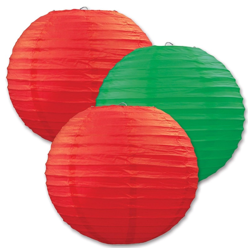 18 Pack Bulk Christmas Paper Lanterns Asst red/green