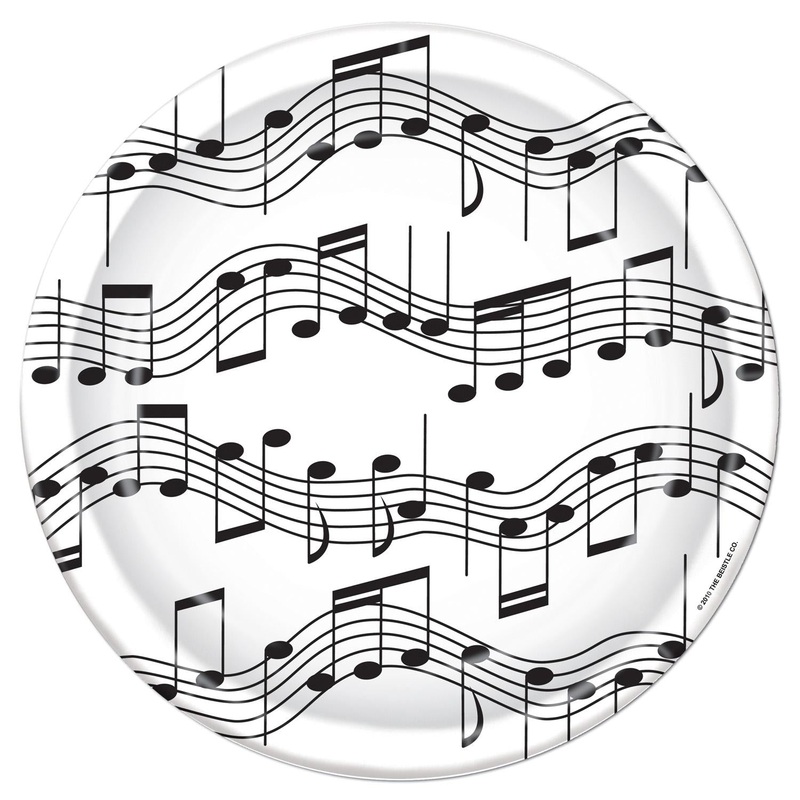 96 Pack Bulk Musical Notes Party Paper Plates 7 inch