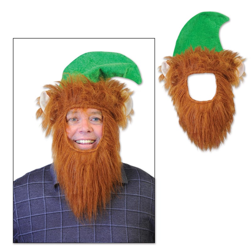 12 Pack Bulk Christmas Green Hat with Beard