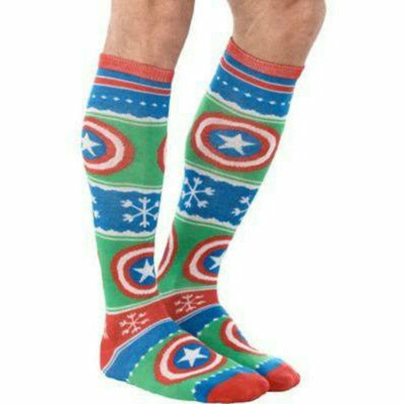 Adult Mens Captain America Christmas Knee Socks
