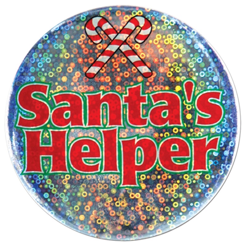 12 Pack Bulk Christmas Santa's Helper Button