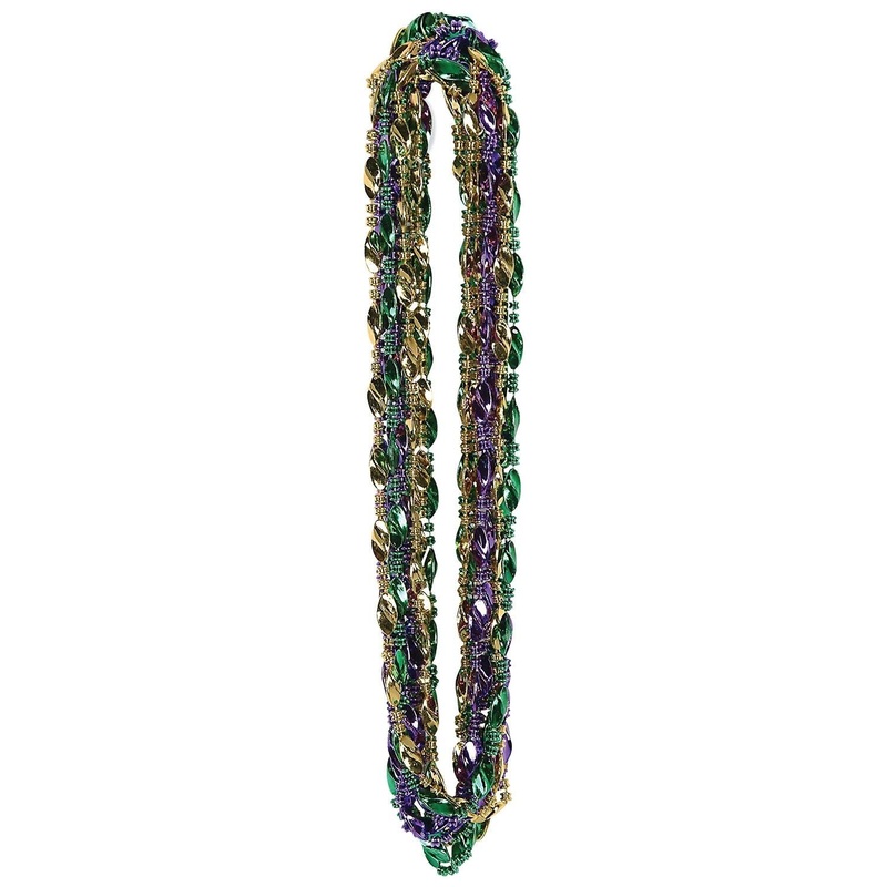 144 Pack Bulk Mardi Gras Swirl Bead Necklaces