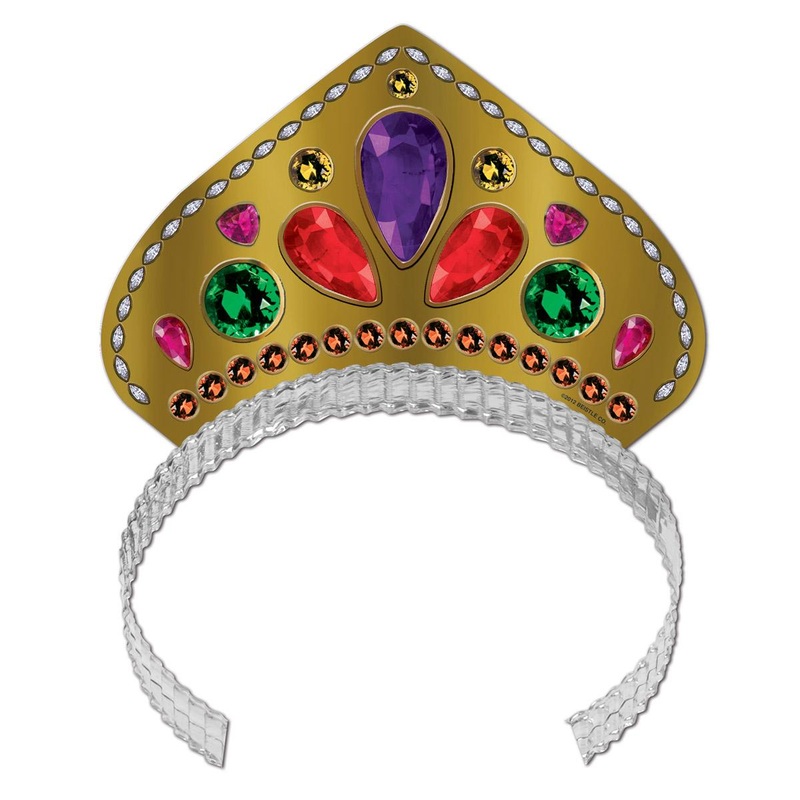 72 Pack Bulk Mardi Gras Printed Jeweled Tiara