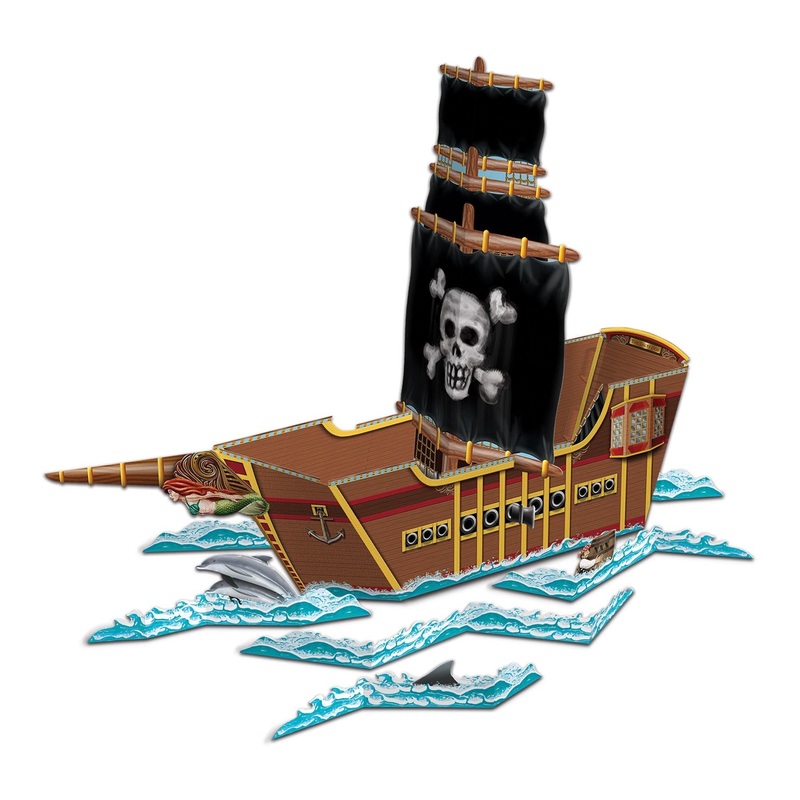 12 Pack Bulk 3-D Pirate Ship Party Centerpiece