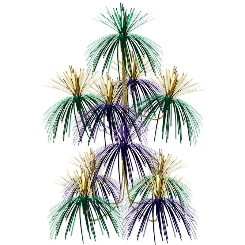 12 Pack Bulk Mardi Gras Firework Chandelier - gold - green - purple