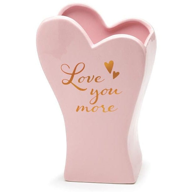 Valentines Love You More Message Heart Vase