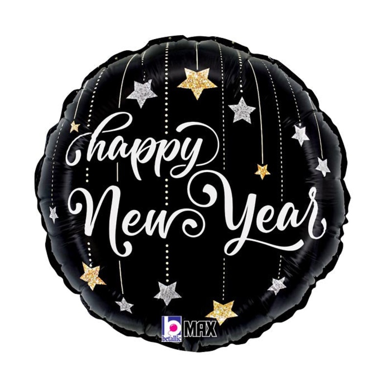 18" NEW YEAR SPARKLING STARS FOIL BALLOON
