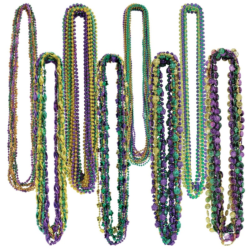 100 Pack Bulk Mardi Gras Bead Assortment