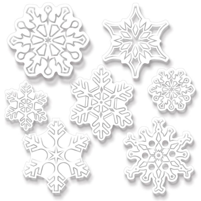 84 Pack Bulk Christmas Plastic Clear Die-Cut Snowflakes
