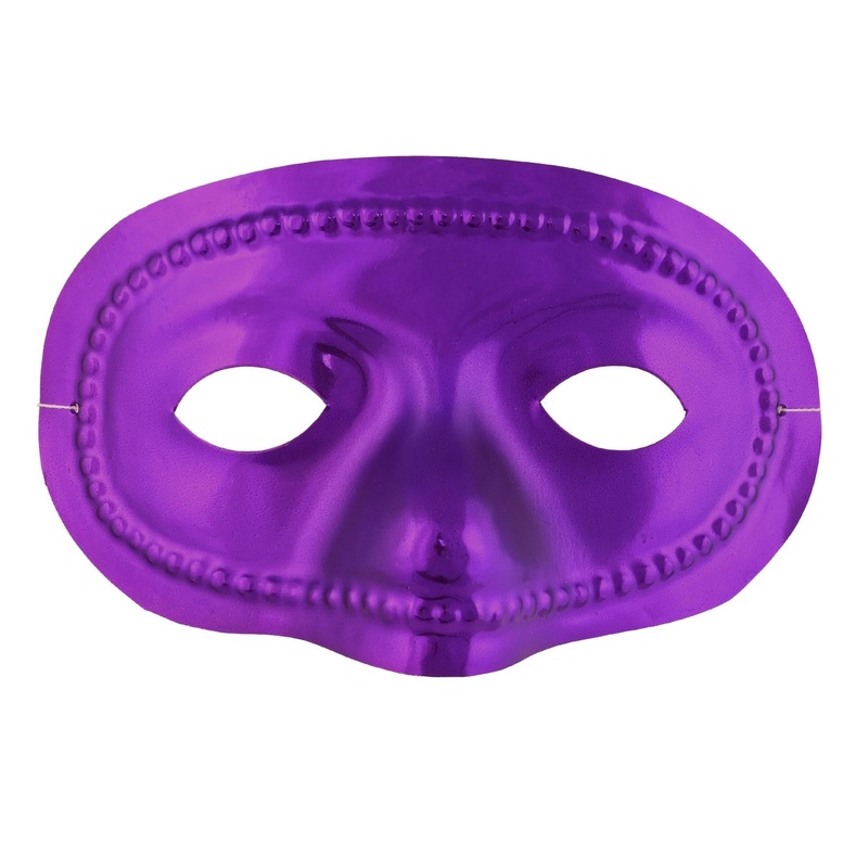 24 Pack Bulk Mardi Gras Metallic Half Mask - purple